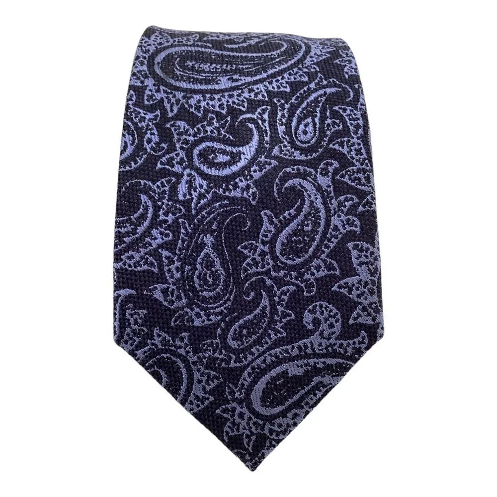 THE MEN'S STORE BLOOMINGDALE'S Blue Purple Paisley Silk Blend Tie 59